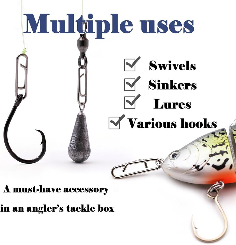 Fishing Clips Power Clip - 50 Pack Quick Change Connector Links for Saltwater & Freshwater Fishing