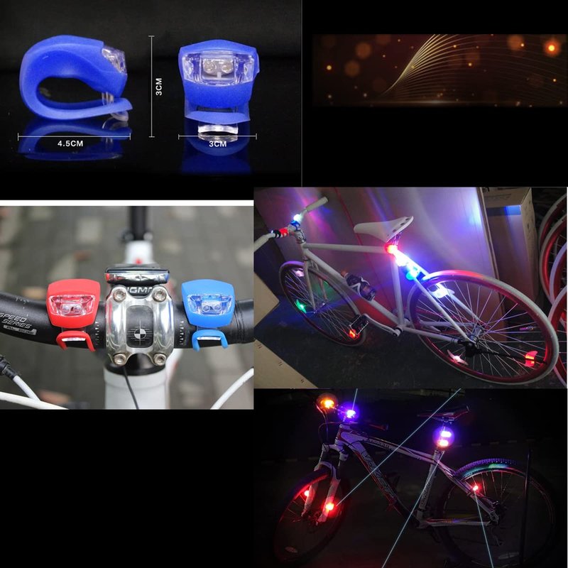 Bike Front and Back Rear Light Silicone Bike Tail Light Rear Bicycle Light Set - Bicycle Rear Light Cycling Night Essential LED Safety Light Lamp Bright Warning Flash MTB Truck Car LED Warning Light