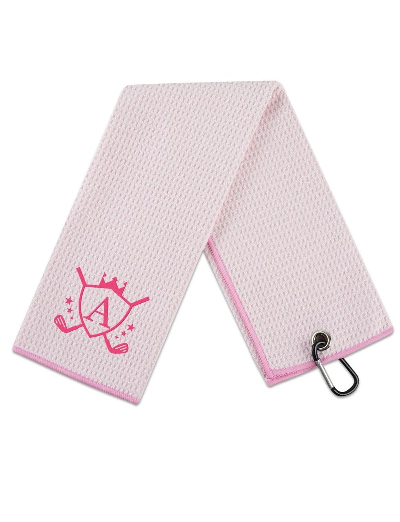 CybGene Microfiber Golf Towel for Women, 16'x 24', Pink - Initial A