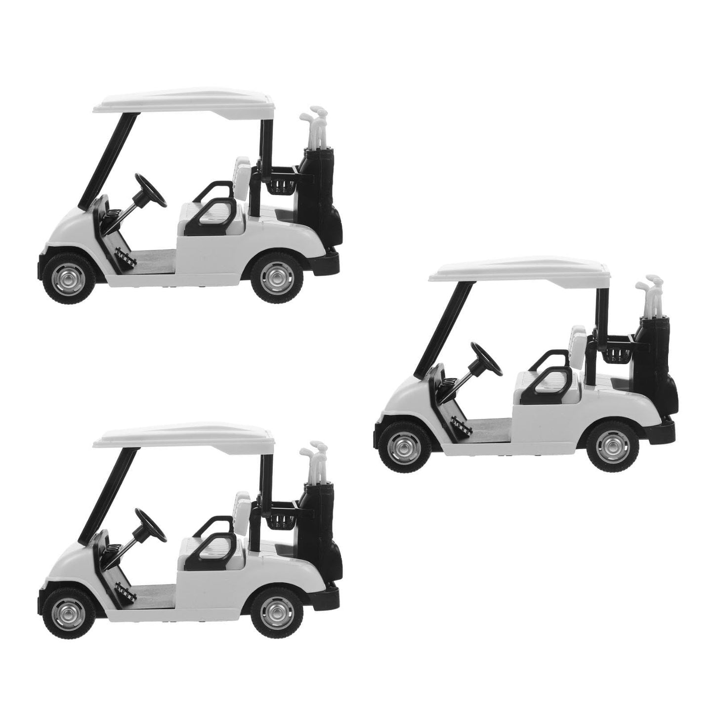 Homoyoyo 3 Pack: Diecast Golf Carts Ornaments, Alloy Metal Mini Model 1:20 Scale Golfcart Pullback Vehicles for Golfing Themed Office Desk Decor, Birthday Party Cake Decorations
