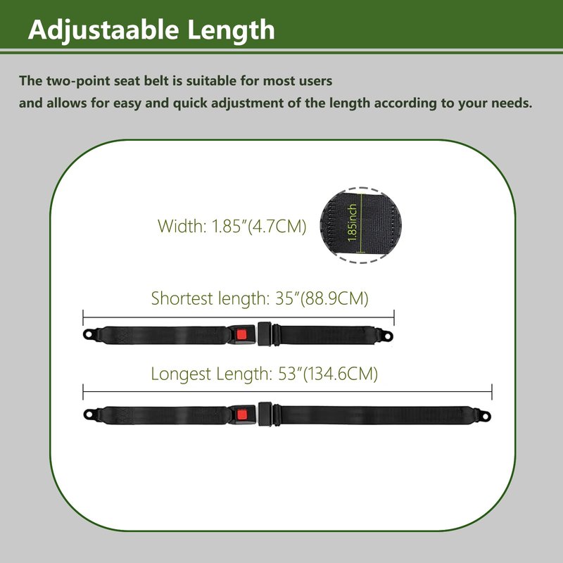 UBasic 2 Pack Universal Golf Cart Seat Belts Kit Adjustable Seat Belt for Club Car Yamaha Golf Cart
