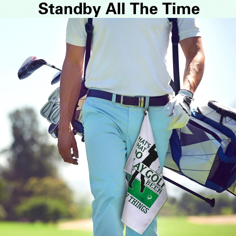 Msticey That's What I Do I Play Golf Funny Printed Microfiber Golf Towel with Clip, Golf Gifts for Golf Dad Mom Grandpa, Golfer Father's Day Birthday Gifts, Golf Accessories for Men Husband Boyfriend