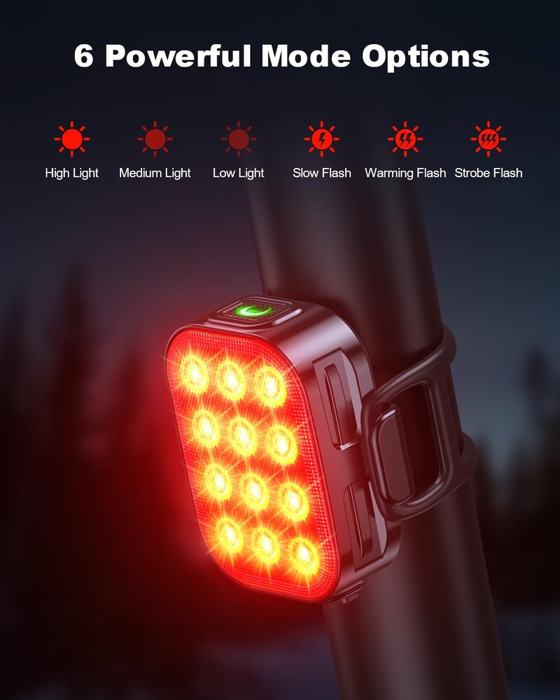 ISEYOU Bike Tail Light [2 Packs], USB Rechargeable Rear Bike Light for Night Riding, 6 Light Modes, IP65 Waterproof & Drop Resistant LED Bicycle Rear Light for Men Women Kids Road Mountain Cycling