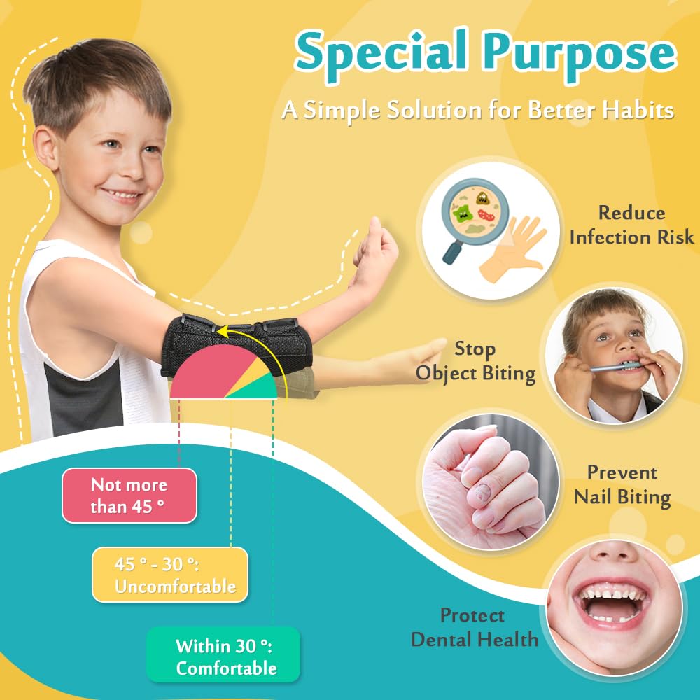 Mybow Elbow Splint Brace Thumb Sucking Stop for Kids Pediatric Elbow Brace Child Arm Splint Cubital Tunnel Ulnar Nerve Entrapment Brace Elbow Protector Support Wrap - Small