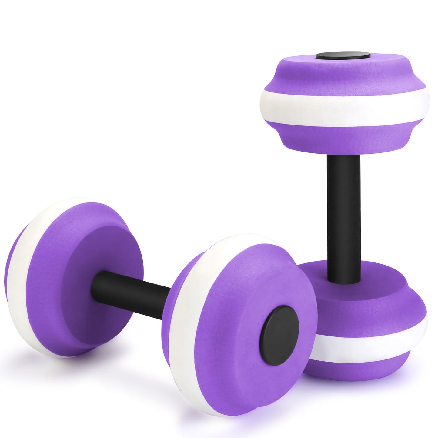 2024 NEW Aquatic Dumbbells, Set of 2 Water Aerobic Exercise Foam Dumbbell Pool Resistance, Detachable Water Aqua Fitness Barbells Hand Bar Exercises Equipment for Weight Loss, Purple