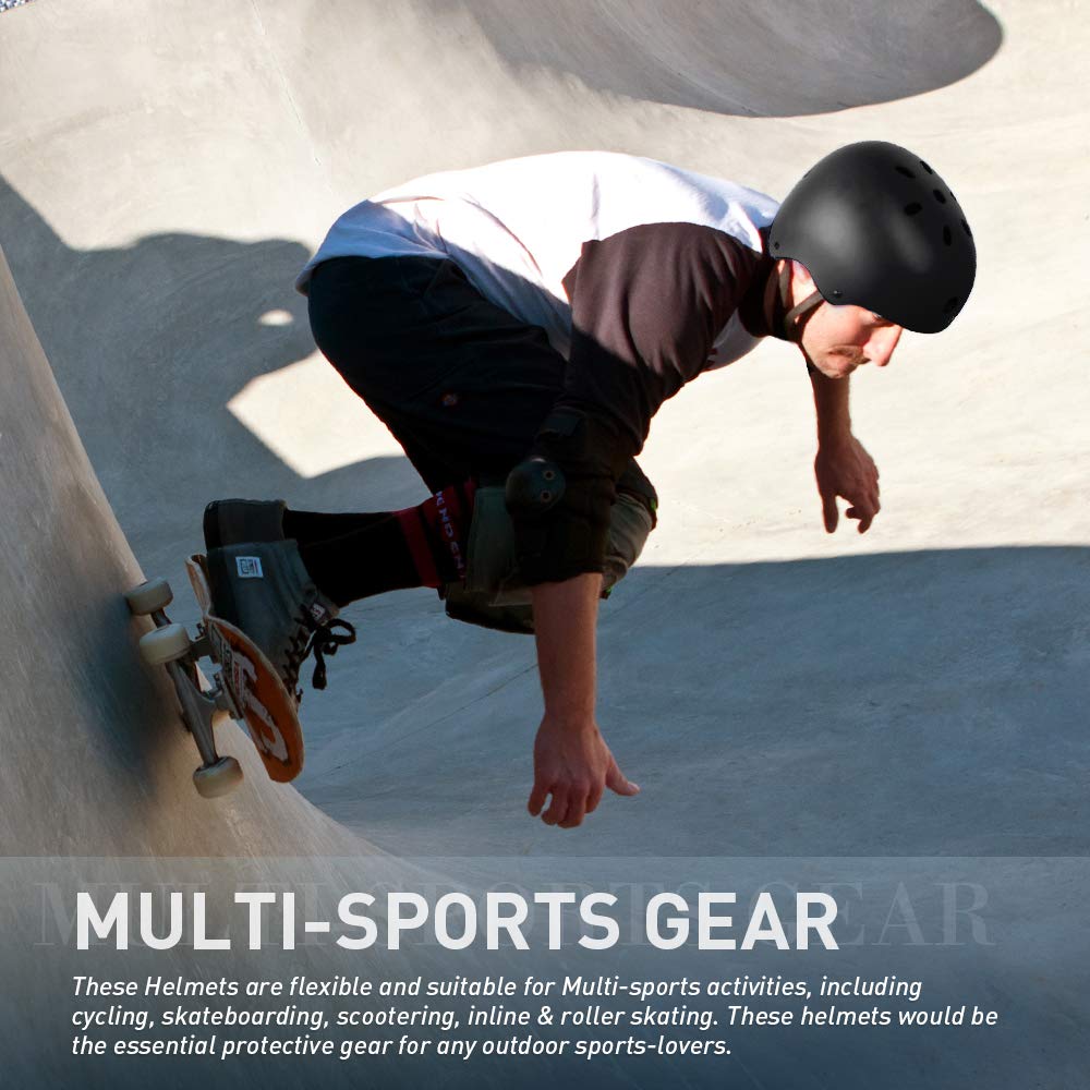 JBM Skateboard Helmet - Lightweight, Adjustable & Ventilated Helmet for Scooter, Roller Skate, Inline Skate
