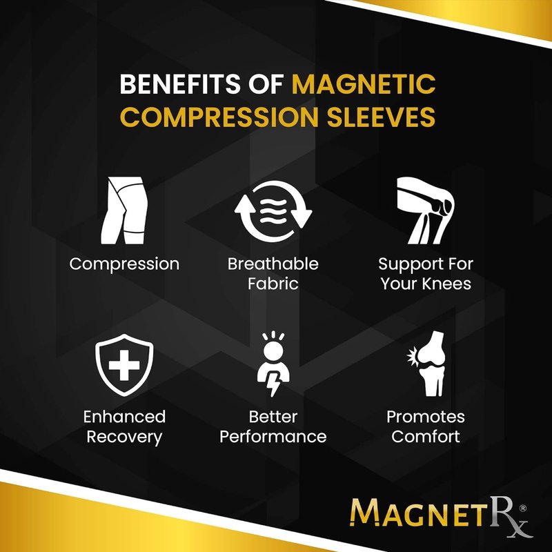 MagnetRX® Magnetic Knee Sleeve – (2-Pack) Effective Compression Knee Brace with Magnets for Knee Comfort & Recovery – Magnetic Knee Brace Support (Large)