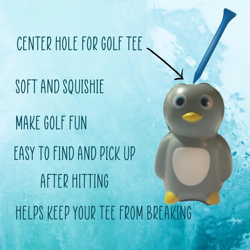 Squishtees Golf Tee Penguin 2 Pack Golf tee Penguin Foam tee That has Insertion for Traditional Golf tees. Used While Playing and Practicing Golf. Make Golf Fun!