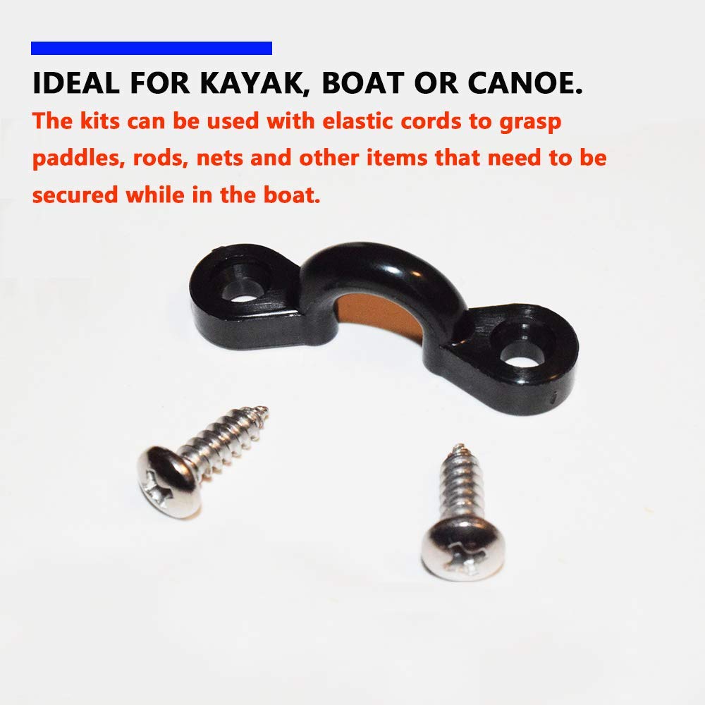 RANDDER Kayak Pad Eye Kit, 10pcs Kayak Tie Down Loops Deck Rigging Kit - Nylon Padeye and Stainless Steel Screws for Canoe Boat Kayaking Accessories