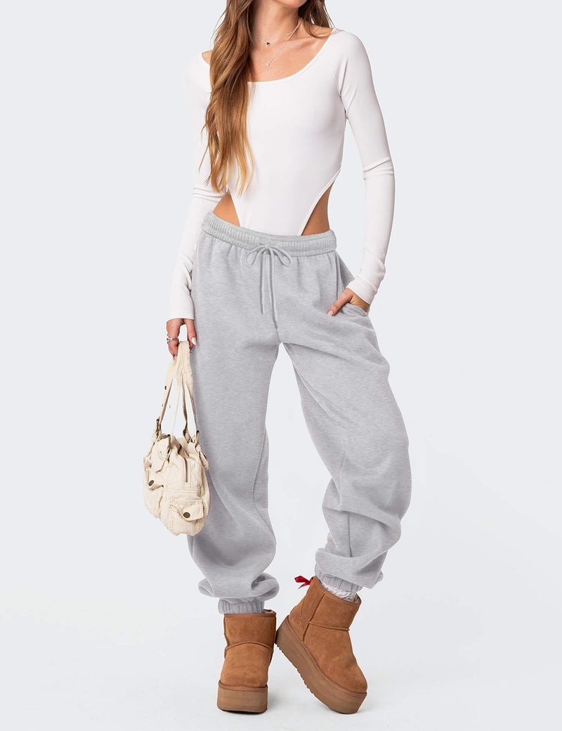 FACDIBY Women's Fleece Lined Sweatpants High Waist Drawstring Sweat Pants Baggy Athletic Pants with Pockets,Black M