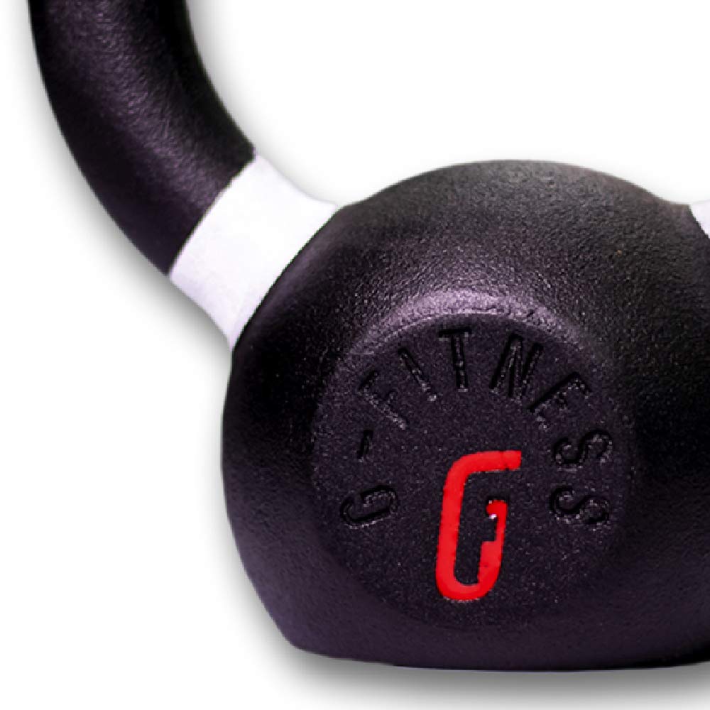 Gfitness Kettlebell Weights Comfortable Grip Wide Handle | Portable Weight Grip Travel Workout, Home Gym Equipment Tool | Multifunctional Weightlifting for Men & Women, Black 18lb