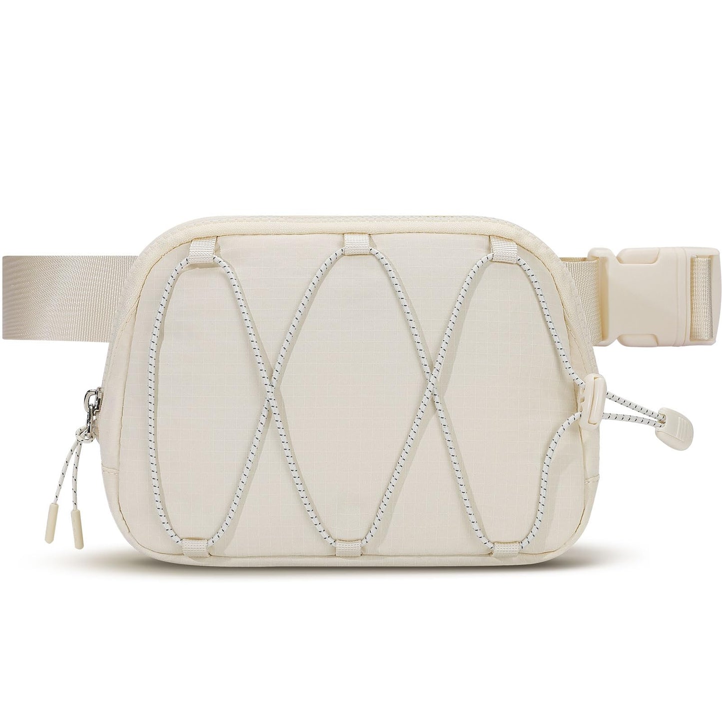 MAXTOP Small Crossbody Fanny Packs for Women Belt Bag with Adjustable Strap Reflective Waist Pack for Yoga Running Hiking Travel Casual Workout,Beige
