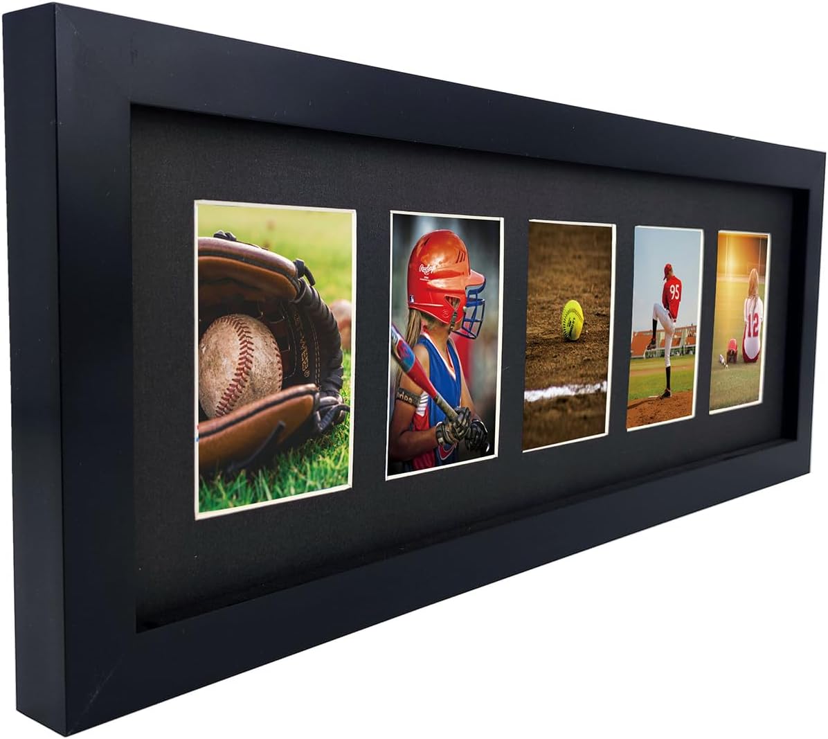 Trading Card Display Frame - 2 Pack for 5 Standard Cards | UV Protection, Black Double Mats, Sports Collector Wall Holder