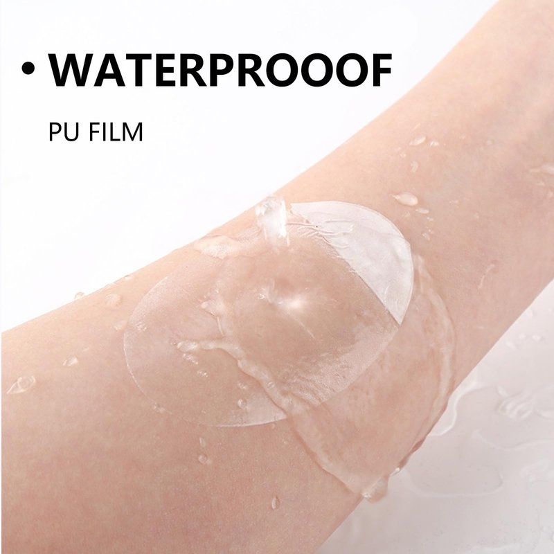 200pcs Transparent Stretch Adhesive Bandage Waterproof Bandage, Ellipse Transparent Film Dressing Tapes for Swimming Shower (1.7 * 2.6 Inch)