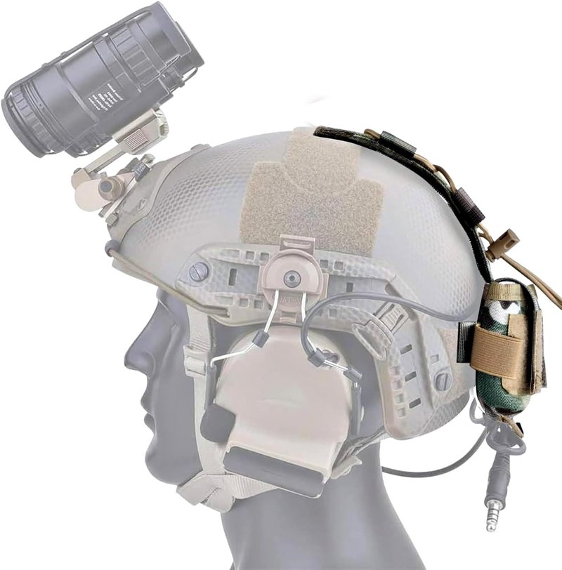 Tactical Helmet Battery Pouch Airsoft Helmet Counterweight Pouch Military Hunting Helmet Accessory (MC/CP Camo)