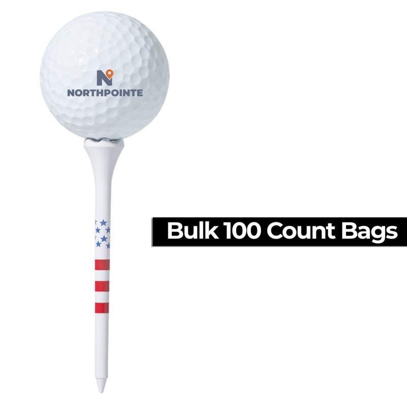 NorthPointe 3 ¼” USA Stars and Stripes American Flag Golf Tees Plastic - 100 Tees in Bulk – Patriotic