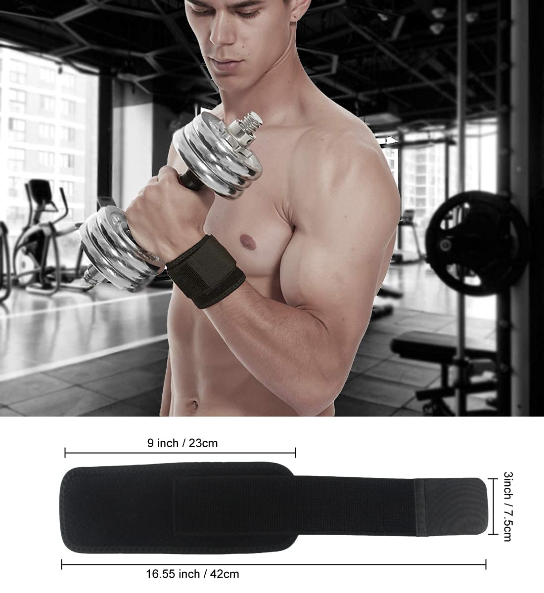Adjustable Wrist Brace - 2 Pack Support Straps for Fitness, Tendonitis & Carpal Tunnel Relief | Highly Elastic Black