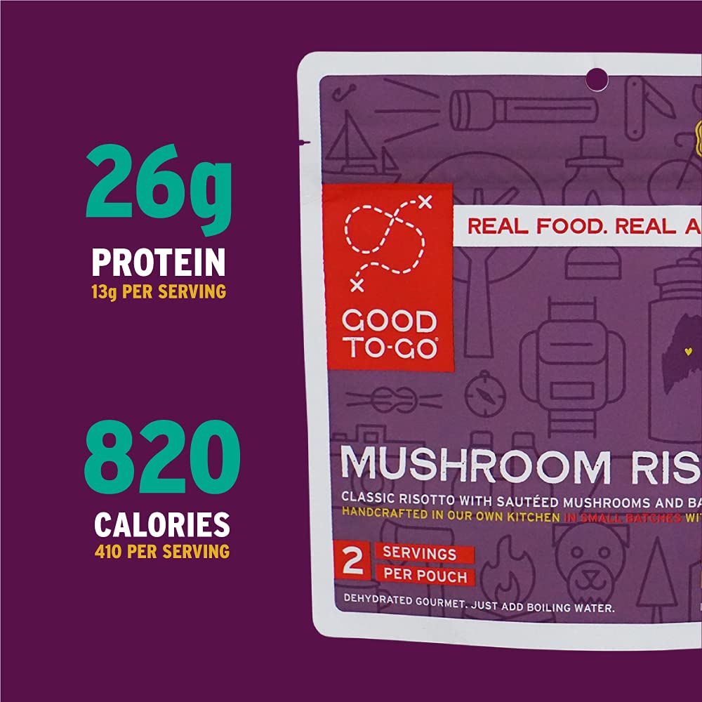 GOOD TO-GO Mushroom Risotto | Camping Food, Backpacking Food (Double Serving) | Just Add Water Meals, Backpacking Meals | Dehydrated Meals Taste Better Than Freeze Dried Meals