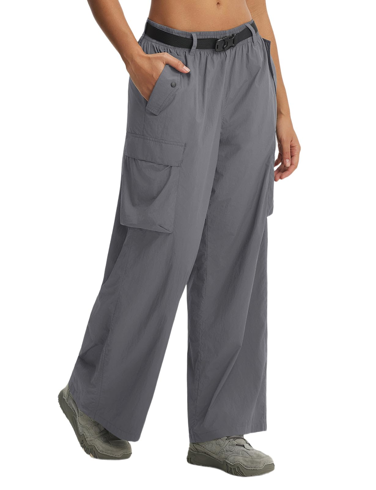 baleaf Women's Hiking Wide Leg Pants with Pockets Dark Gray XXL