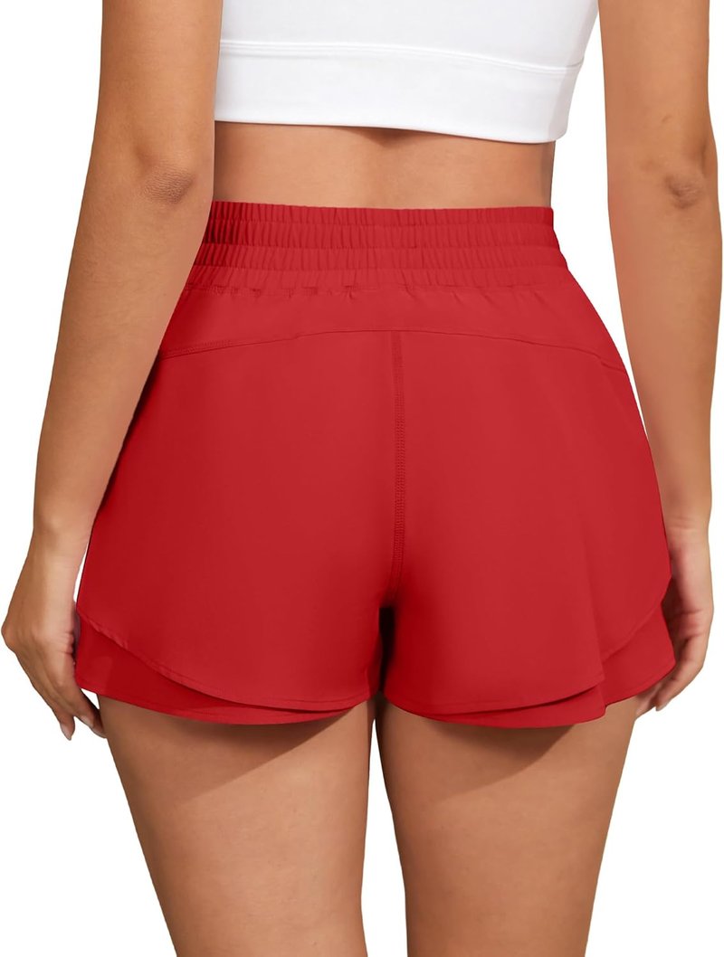 Running Shorts for Women - 2 in 1 High Waisted Quick Dry Butterfly Design | Athletic Gym Yoga with Pockets
