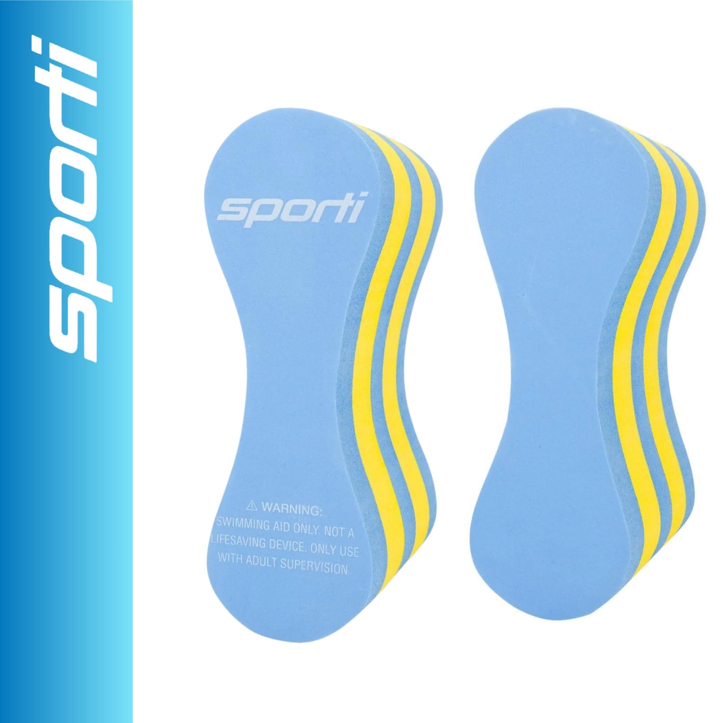 Sporti Pull Buoy for Women & Men Competitive, Swim Trainer Gears EVA 5-Layer Pull Buoy Leg Float - Blue/Yellow/Blue