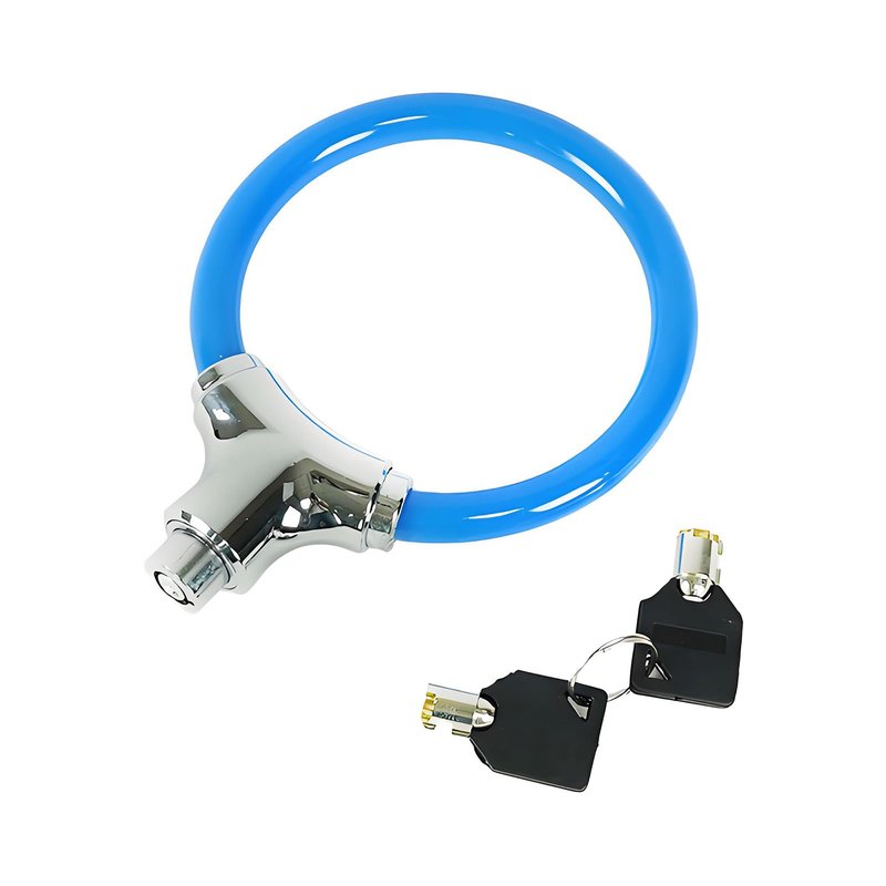 Bicycle Cable Lock, Blue Steel Cable with Keys, Security Lock