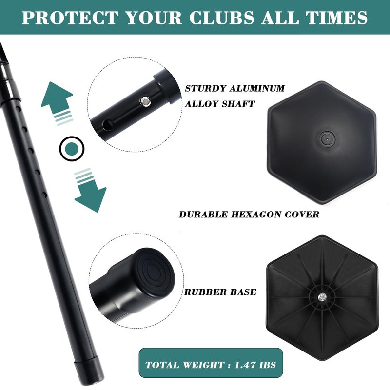 LOVACE Golf Travel Bag Support Pole – Height Adjustable Club Protector, Golf Travel Cover Support System (Black)