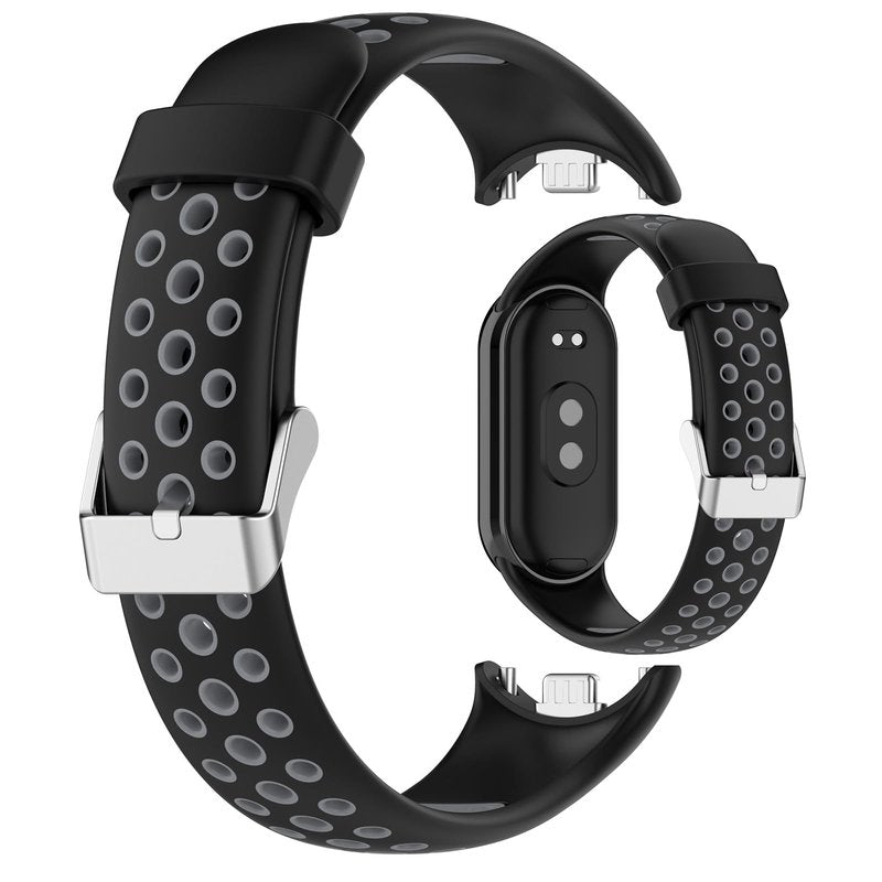 LOKEKE Compatible With Xiaomi Band 9 Replacement Band - Silicone Wrist Strap - Black+Gray