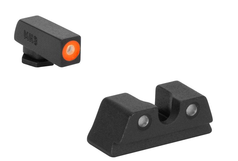 Meprolight Mepro Hyper-Bright Tritium Day/Night Sights - Tritium Powered Fixed Pistol Optic, No Battery Required, Glock Standard Frame, Orange Ring
