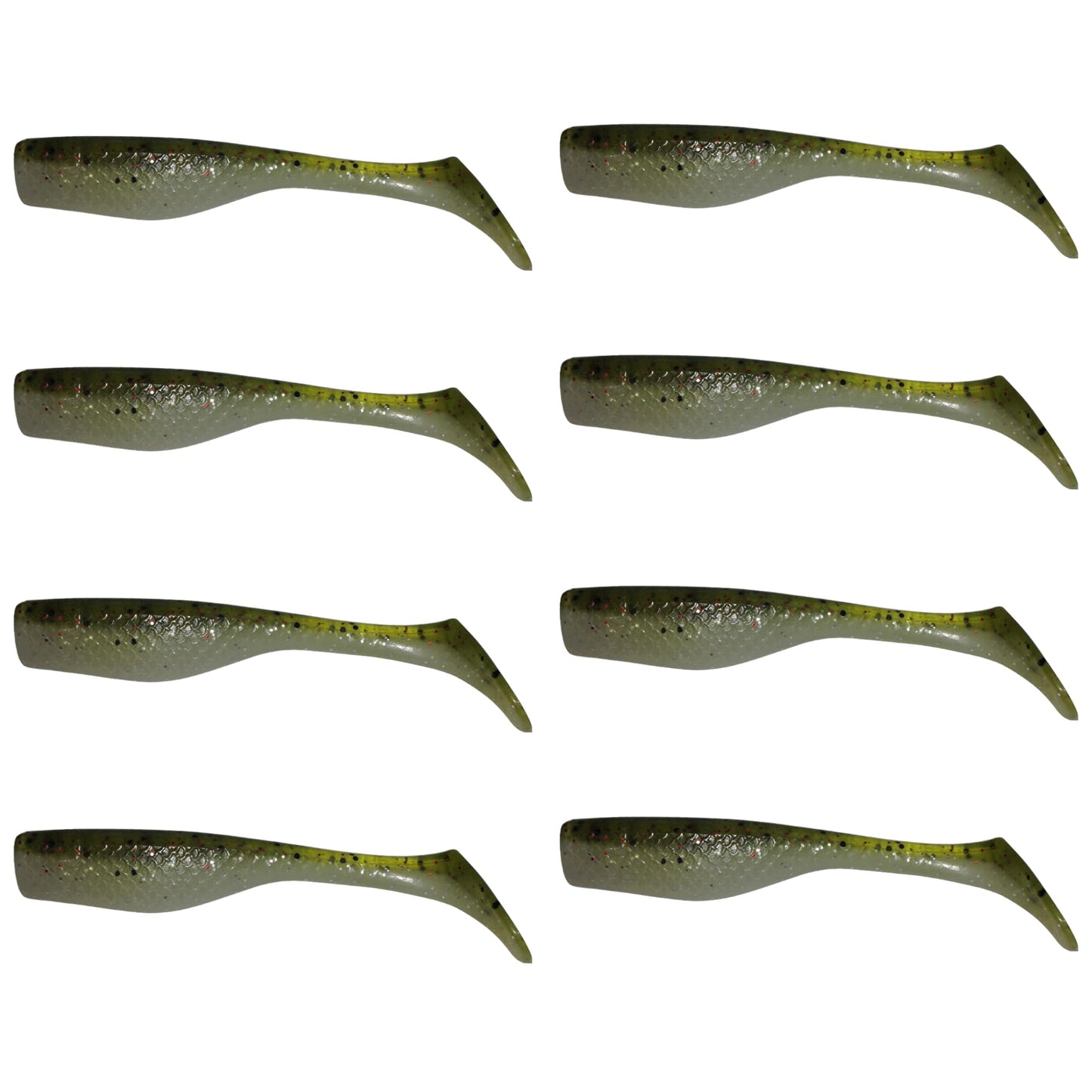 Matrix Shad Original 3 Inch Fishing Lure for Speckled Trout, Redfish, Bass - Paddle Tail Swimbaits for Freshwater and Saltwater - Green Hornet - 8 Count Bag (Pack of 1)