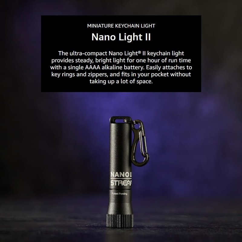 Streamlight 73020 Nano Light II 20-Lumens Miniature Keychain LED Flashlight with AAAA Alkaline Battery, Black