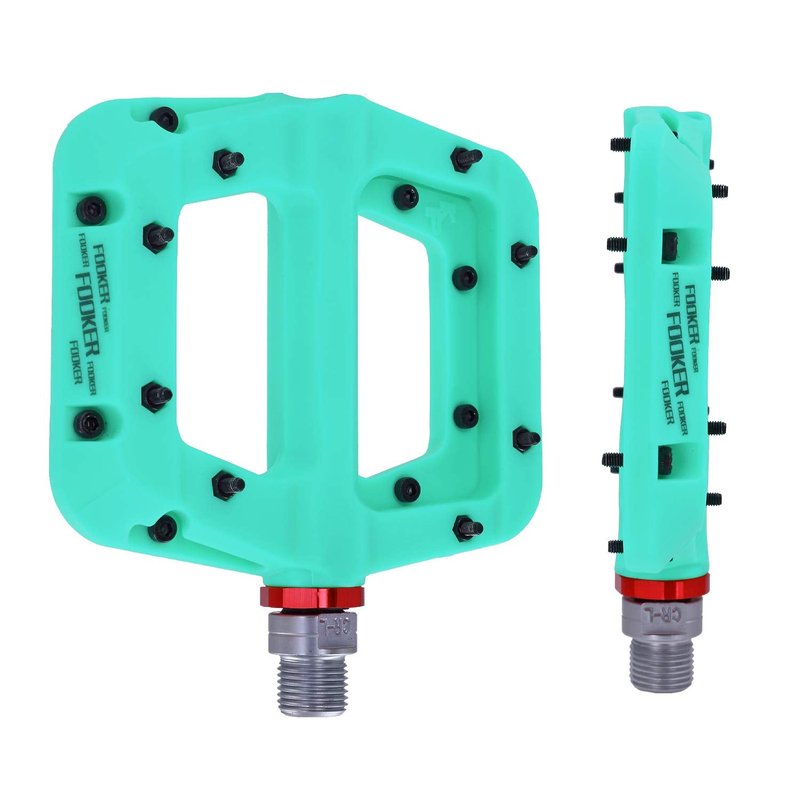 FOOKER MTB Pedals Mountain Bike Pedals 3 Bearing Non-Slip Lightweight Nylon Fiber Bicycle Platform Pedals for BMX MTB 9/16" (922-Green Needle Roller Bearing)