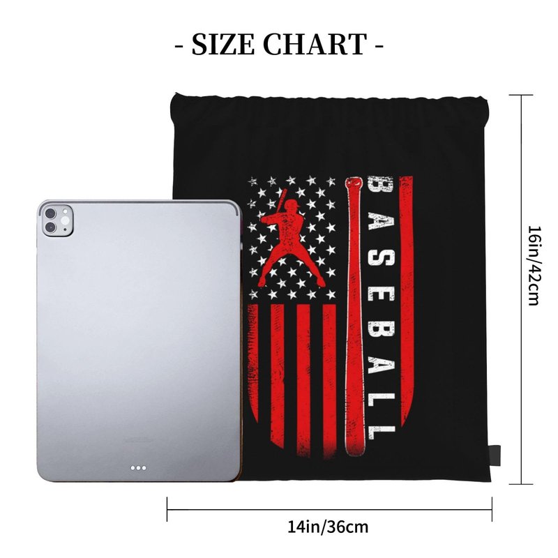 AIMASTZ American Baseball Flag Unisex Drawstring Backpack Bag Sport Gym Swim Travel Sackpack