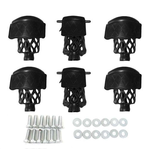 Boshen PU Leather Pool Table Pockets Pack of 6 Black Billiard Pockets Table Web Shield Set Drop Bag Nets with Diamond Pattern Screws Include