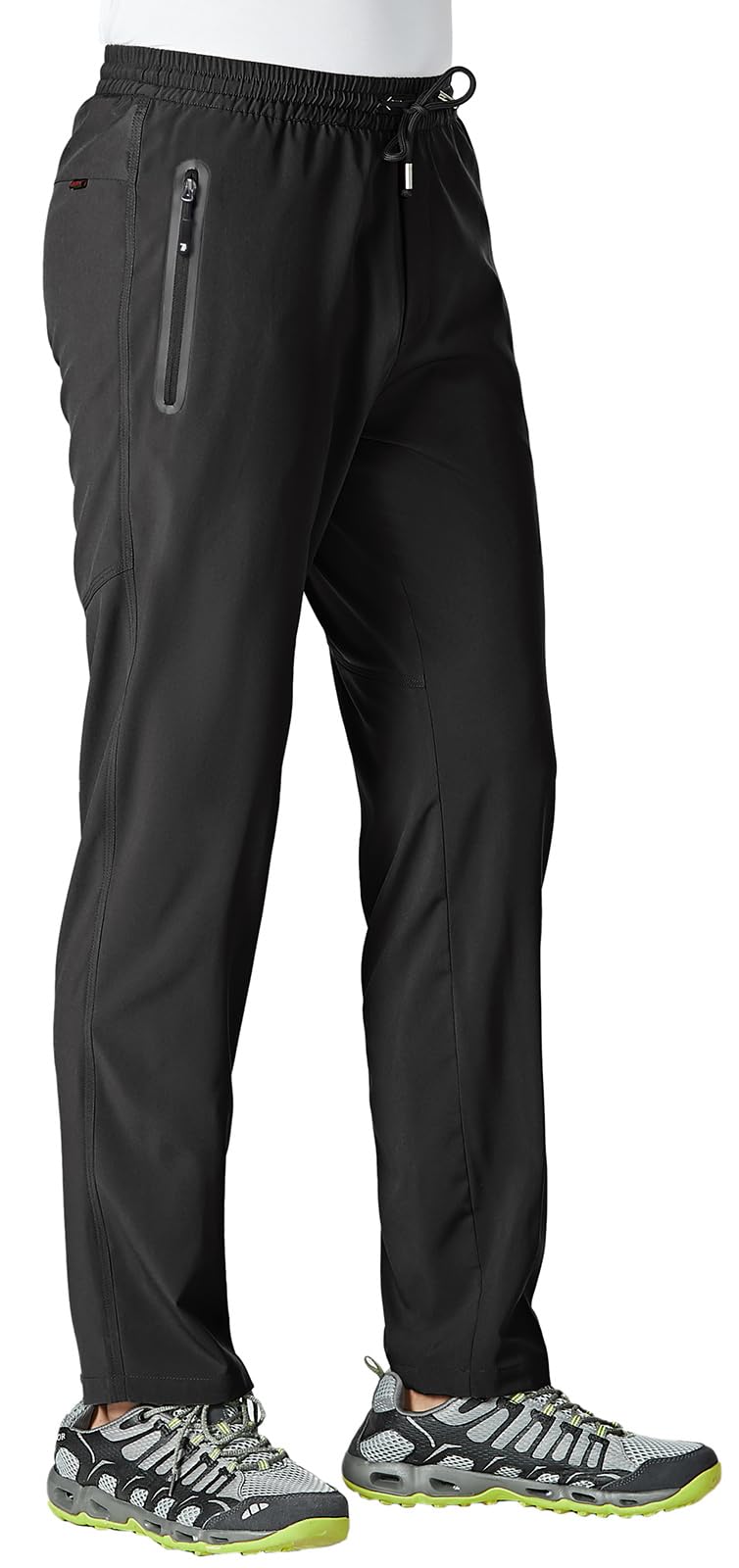 Rdruko Men's Casual Pants Lightweight Quick Dry Hiking Workout Running Sports Sweat Pants with Pockets(Black, US XL)