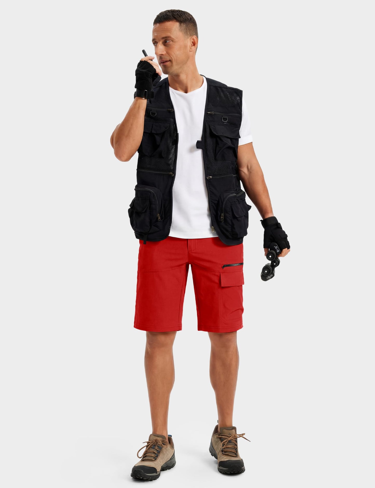 TACVASEN Mens Cargo Shorts Casual Dress Hiking Shorts Quick Dry Outdoor Waterproof Lightweight Tactical Work Fishing Travel Summer Red 32