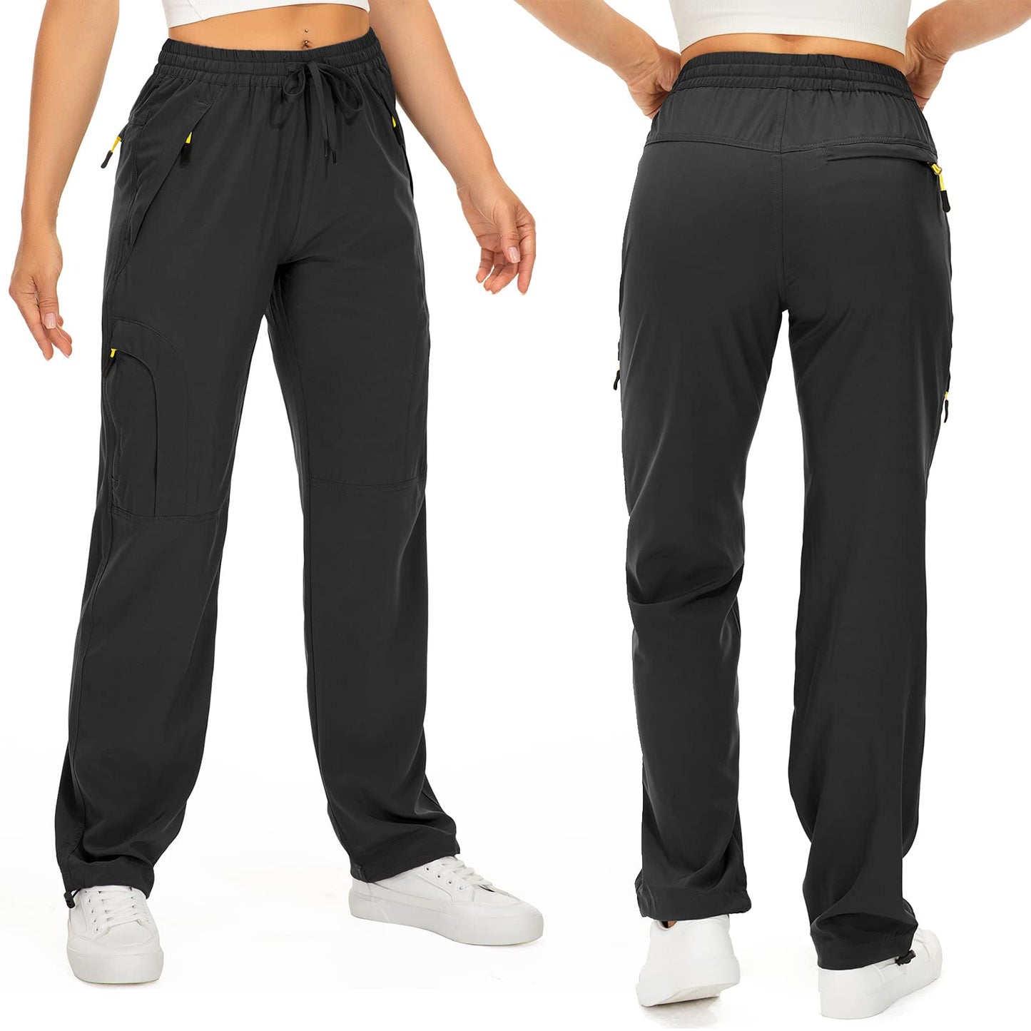 Toomett Women's Hiking Cargo Pants Quick Dry UPF50+ Outdoor Pants for Women Fishing Safari Travel Stretchy Pants with Pockets,6608,Black,XX-L