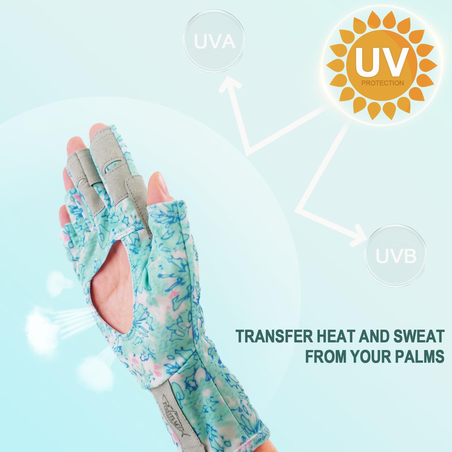 Palmyth UV Protection Fishing Fingerless Gloves UPF50+ Sun Gloves Men Women