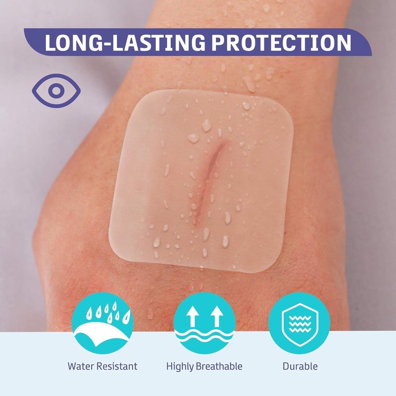Conkote Hydrocolloid Wound Dressing 4”x 4”, Thin Adhesive Patches, Box of 20 Dressings