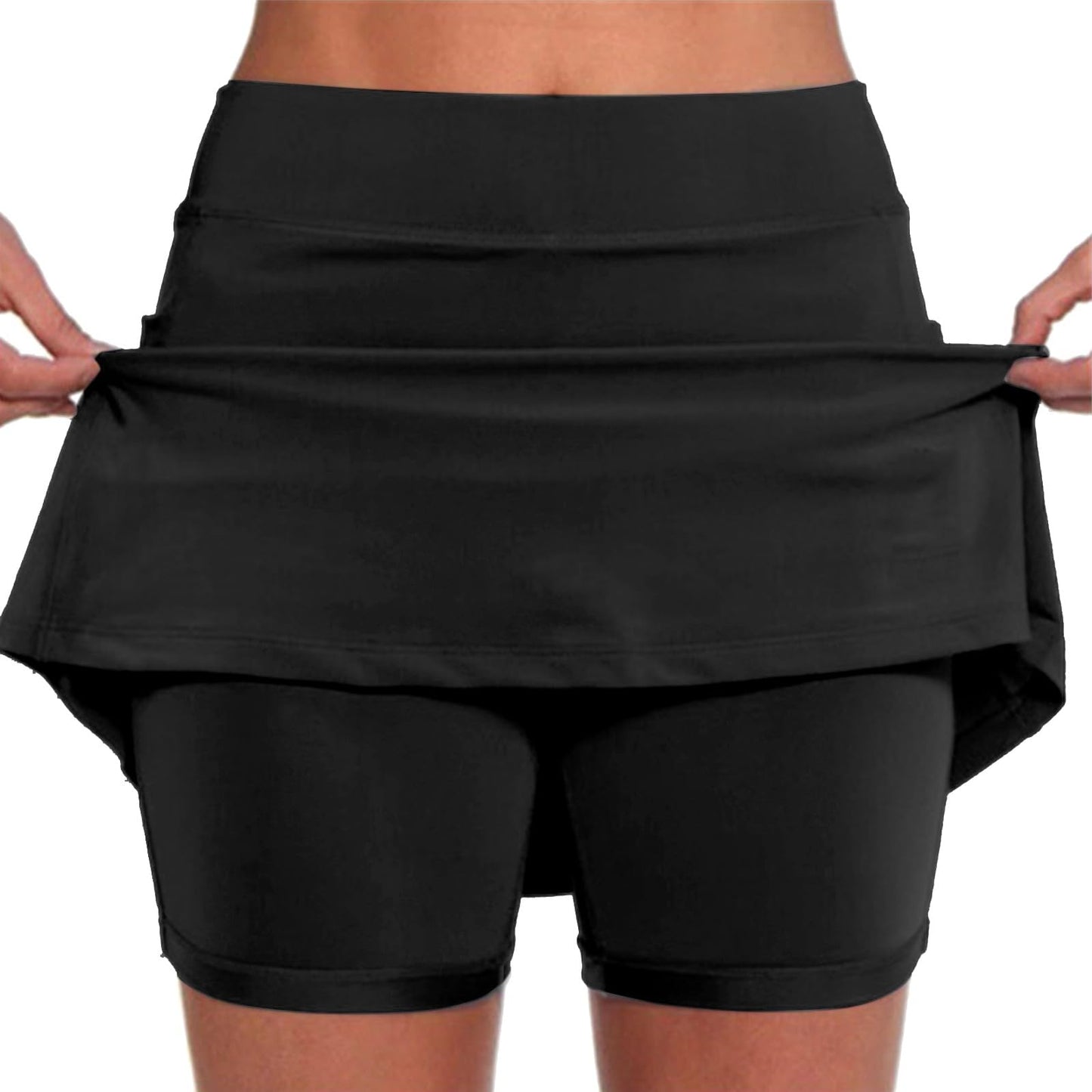 Generic Skorts for Women with Pockets - Lightweight Skirt Athletic Inner Shorts for Running Tennis Golf Workout Sports A-Black, 3X-Large