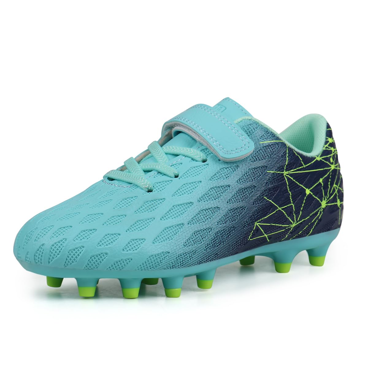 brooman Kids Firm Ground Soccer Cleats Boys Girls Athletic Outdoor Football Shoes (11.5,Green Navy)