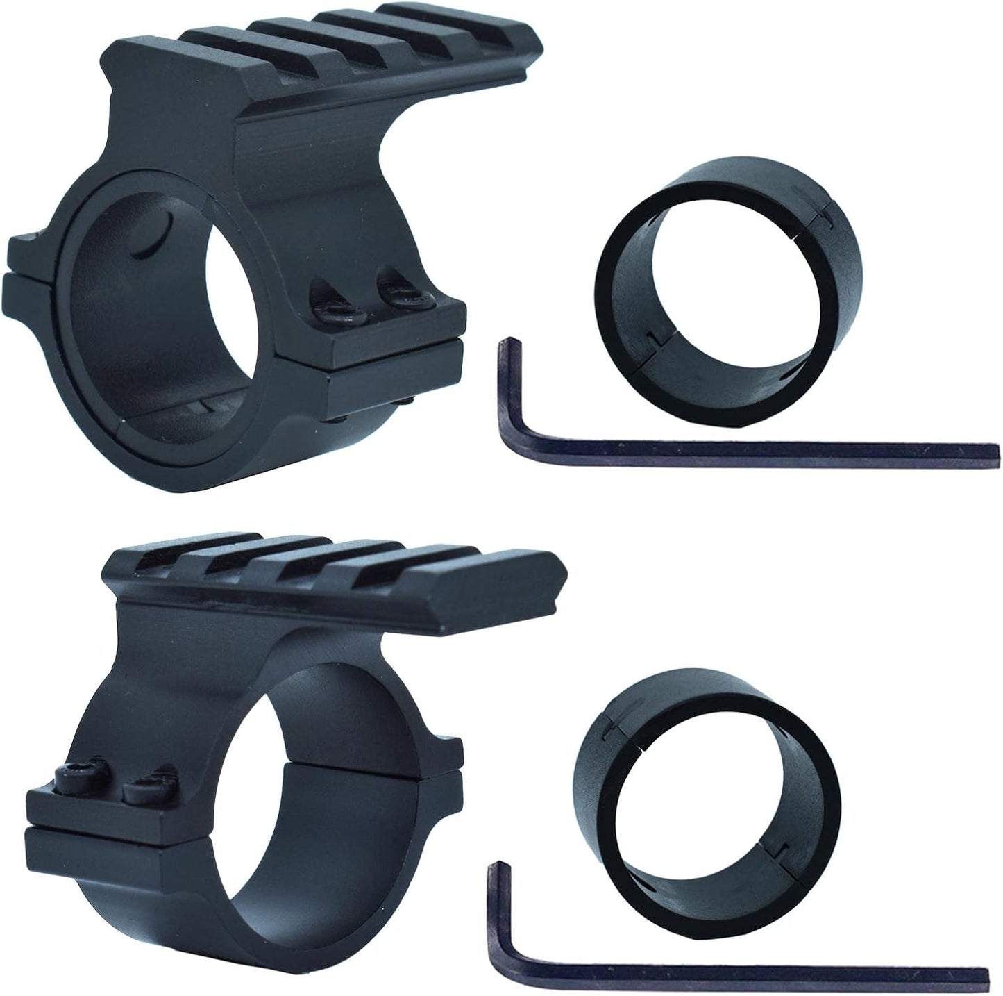 Tactical 1-Inch & 30mm Scope Mount Ring Adapter - 2 Pack with Picatinny Rail & Diameter Reducer for Flashlight, Laser Sight