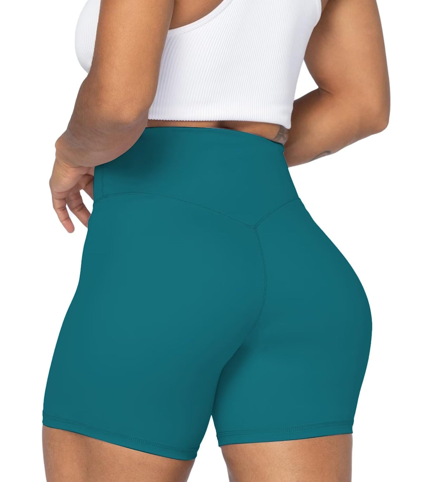 Sunzel Women's Biker Shorts in High Waist Tummy Control with No Front Seam 5" Deep Lagoon Medium