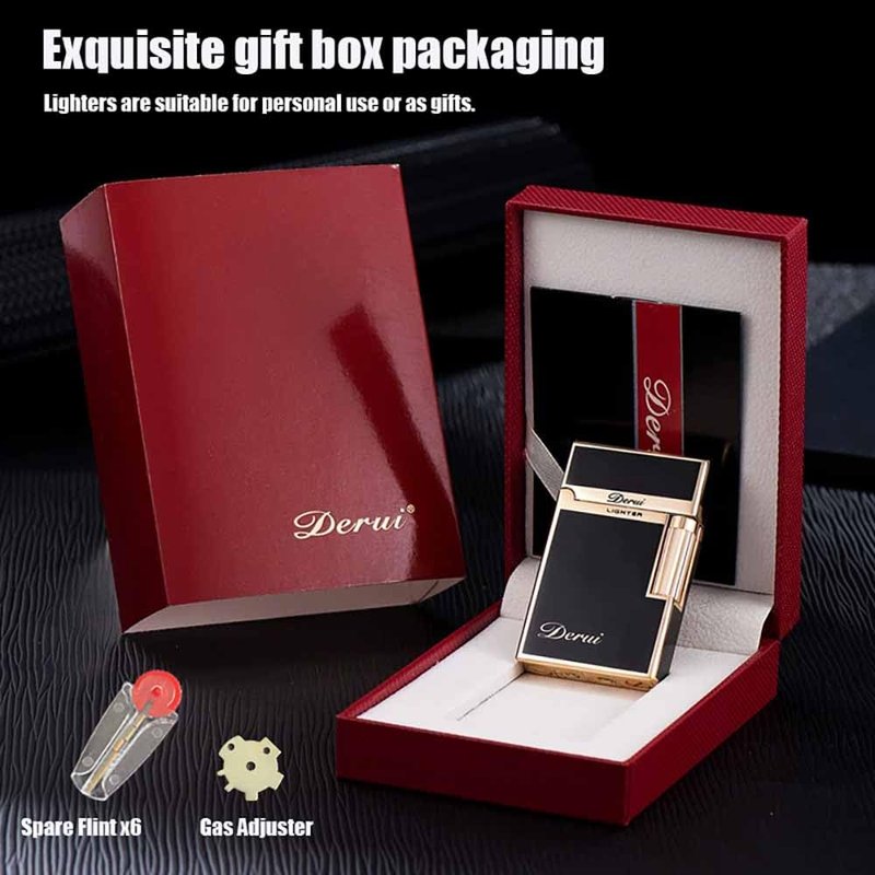 Classic Butane Lighter Vintage Side Slide Ignition Lighter, Refillable for Men, Dad, Husband, Unique Collectible(Fuel Not Included),Gold