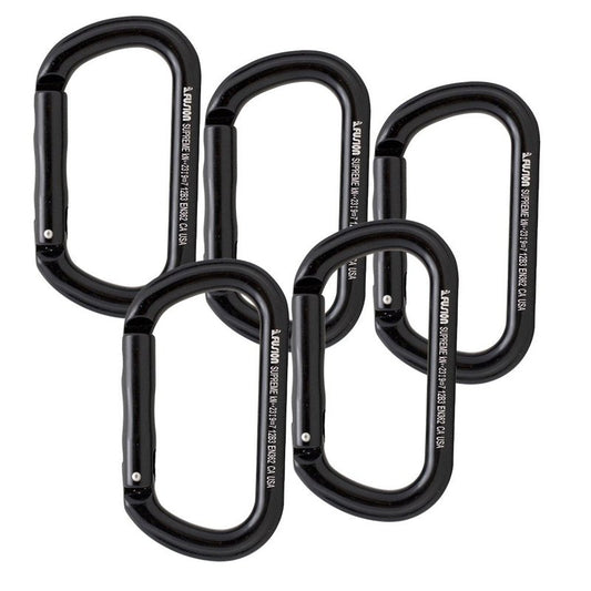 Fusion Climb Supreme II Aluminum Oval-Shape Carabiner 5-Pack,Black,One Size,(FP-9318-BLK-5P)