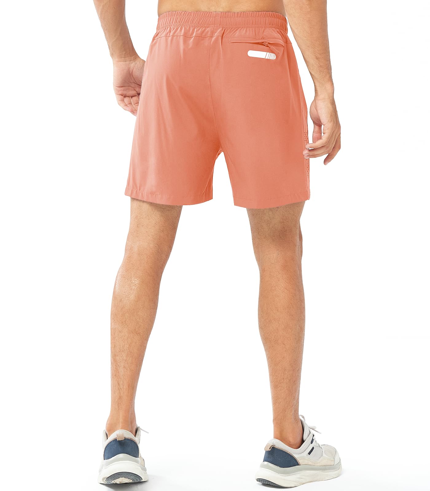 NORTHYARD Men's Athletic Running Shorts Gym Workout 7"/9"/5" Quick Dry Lightweight Sports Basketball Tennis 3 Zipper Pockets PINKORANGE-5inch 3XL