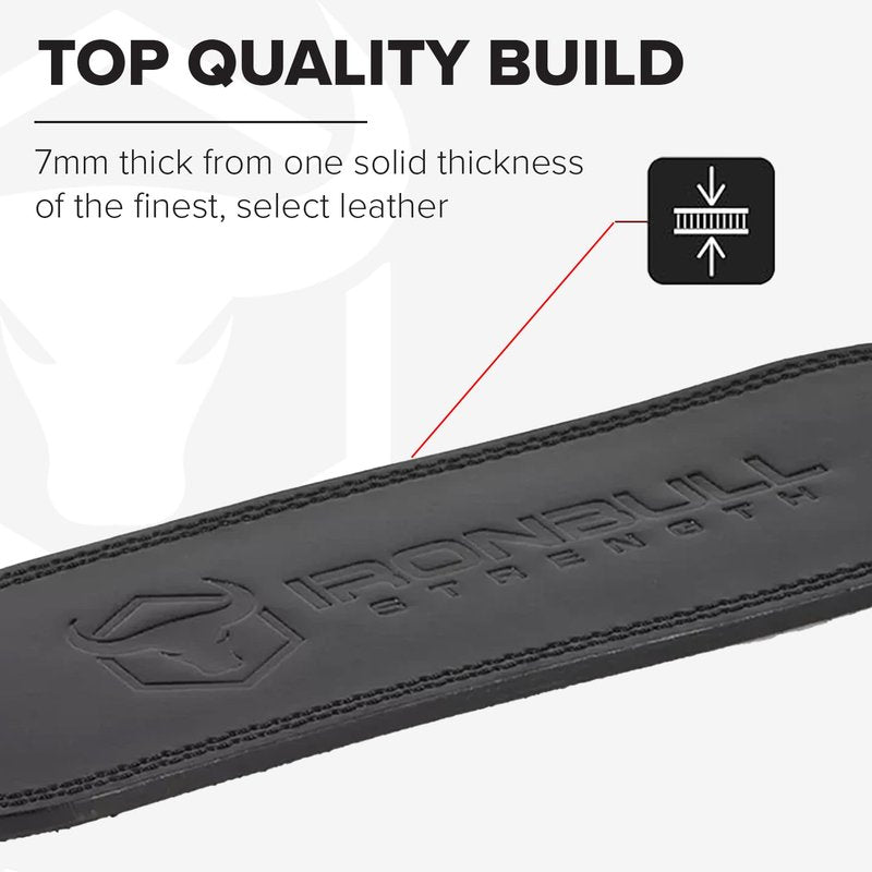 7mm Leather Weight Lifting Belt - 4" Wide Tapered Premium Leather Lifting Belt for Gym, Workout & Weight Training - Weightlifting Belts for Men and Women (Medium, Black)