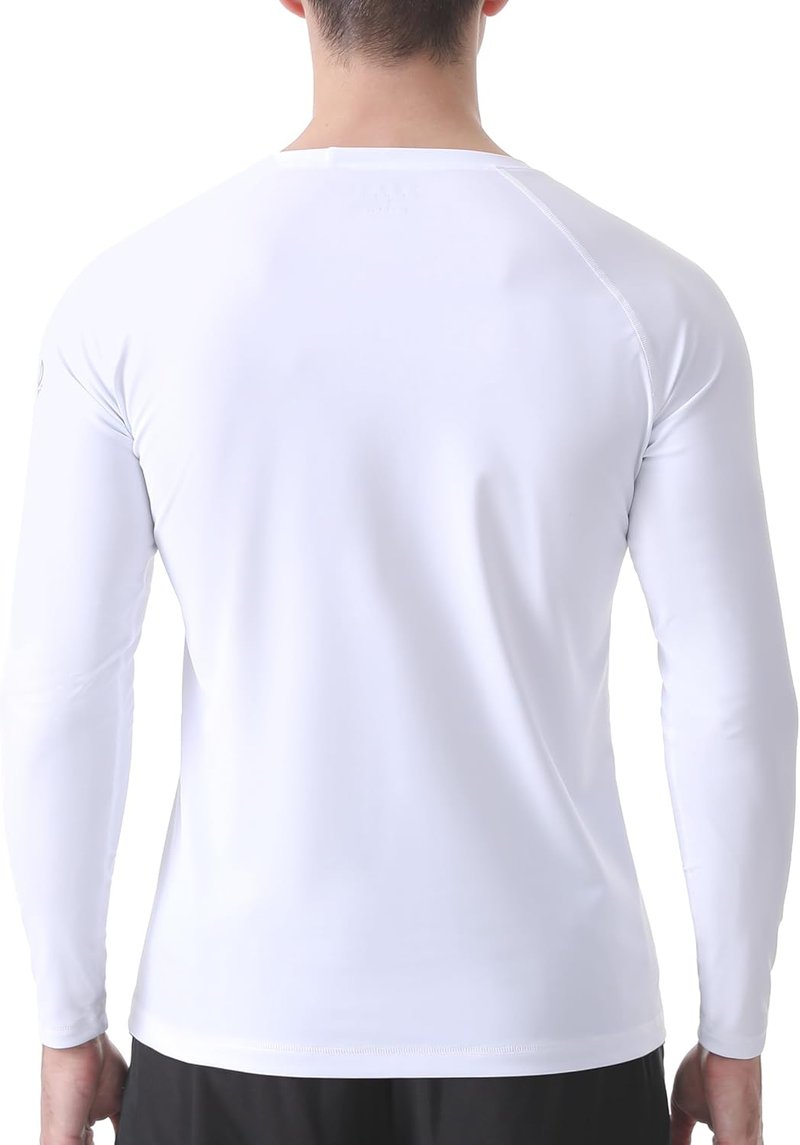 UPF 50+ Men's Long Sleeve Swim Shirt - Sun Protection Rash Guard for Fishing, Beach & Hiking
