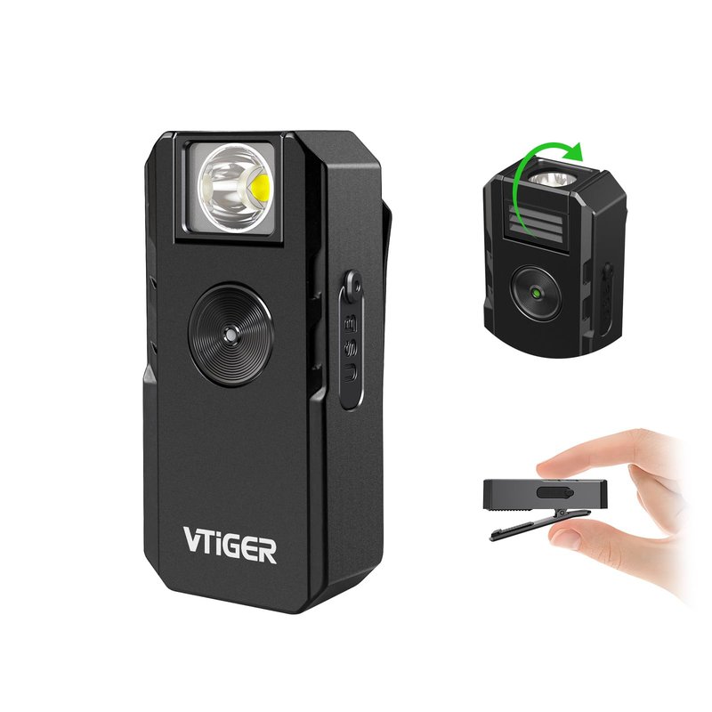 VTIGER C1 Rechargeable EDC Flashlight Clip-on Light, 1300 Lumens Powerful Portable Mini Swivel Clip Light,Multi-Mode,IPX6 Waterproof, Magnetic Small Pocket Lights for Cycling,Working,Emergency,Signal