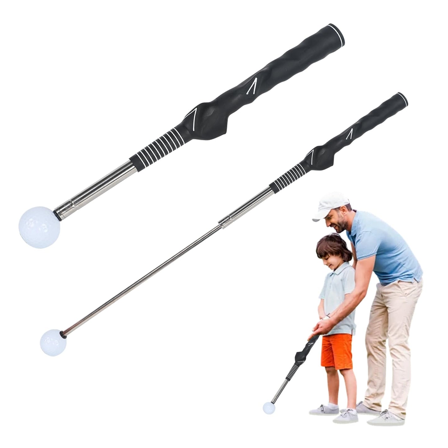 Crystalberry Retractable Golf Swing Training Aid Golf Training Aid for Warm-Up Portable Golf Swing Trainer Golf Accessories Strength & Tempo Training for Chipping Hitting